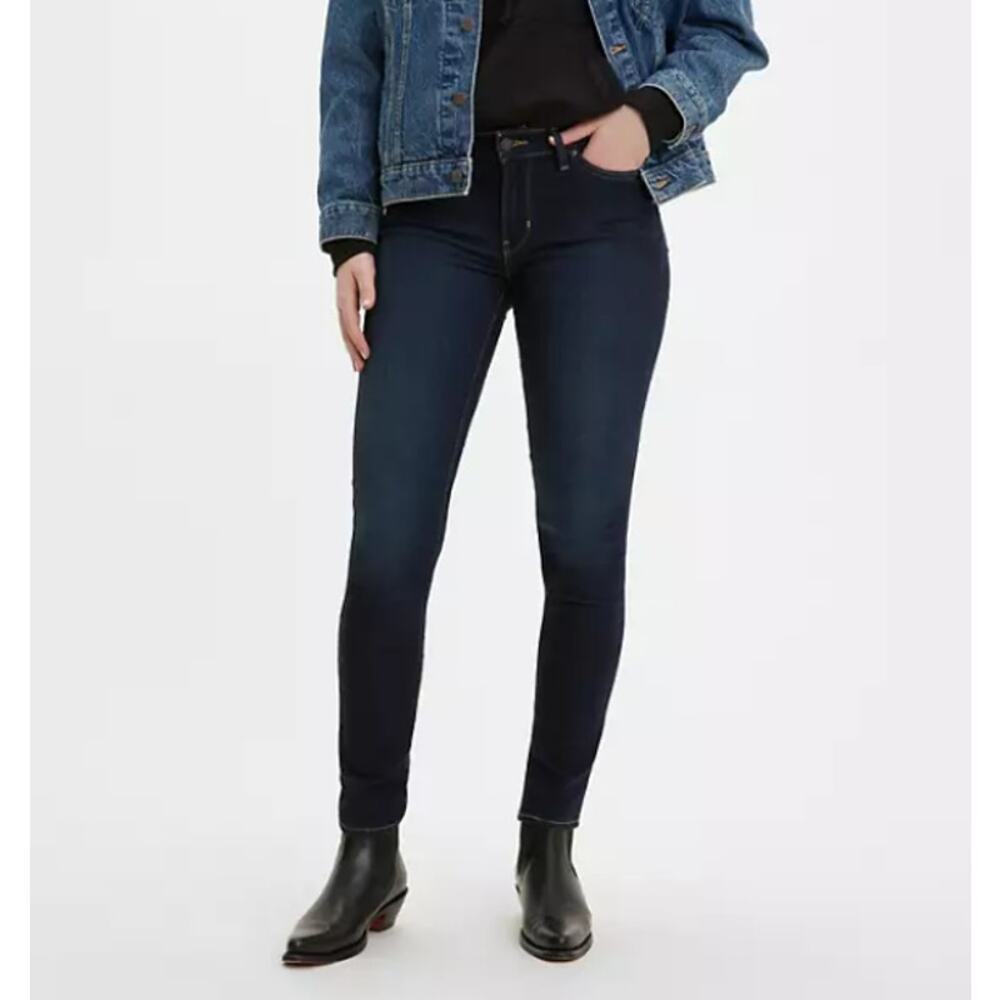LEVI'S 721 High Rise Skinny Jeans Slimming Fit Stretch Dark Indigo Wash Size 30